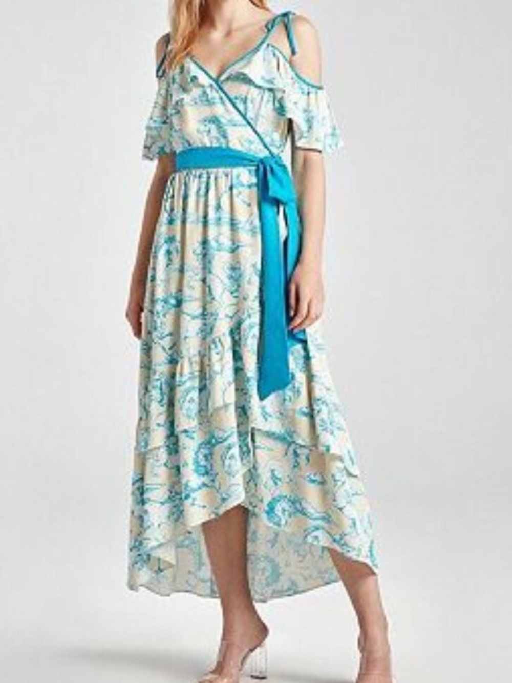 Nocturne bright Blue Horse wrap Dress - Size 36 or 4/6